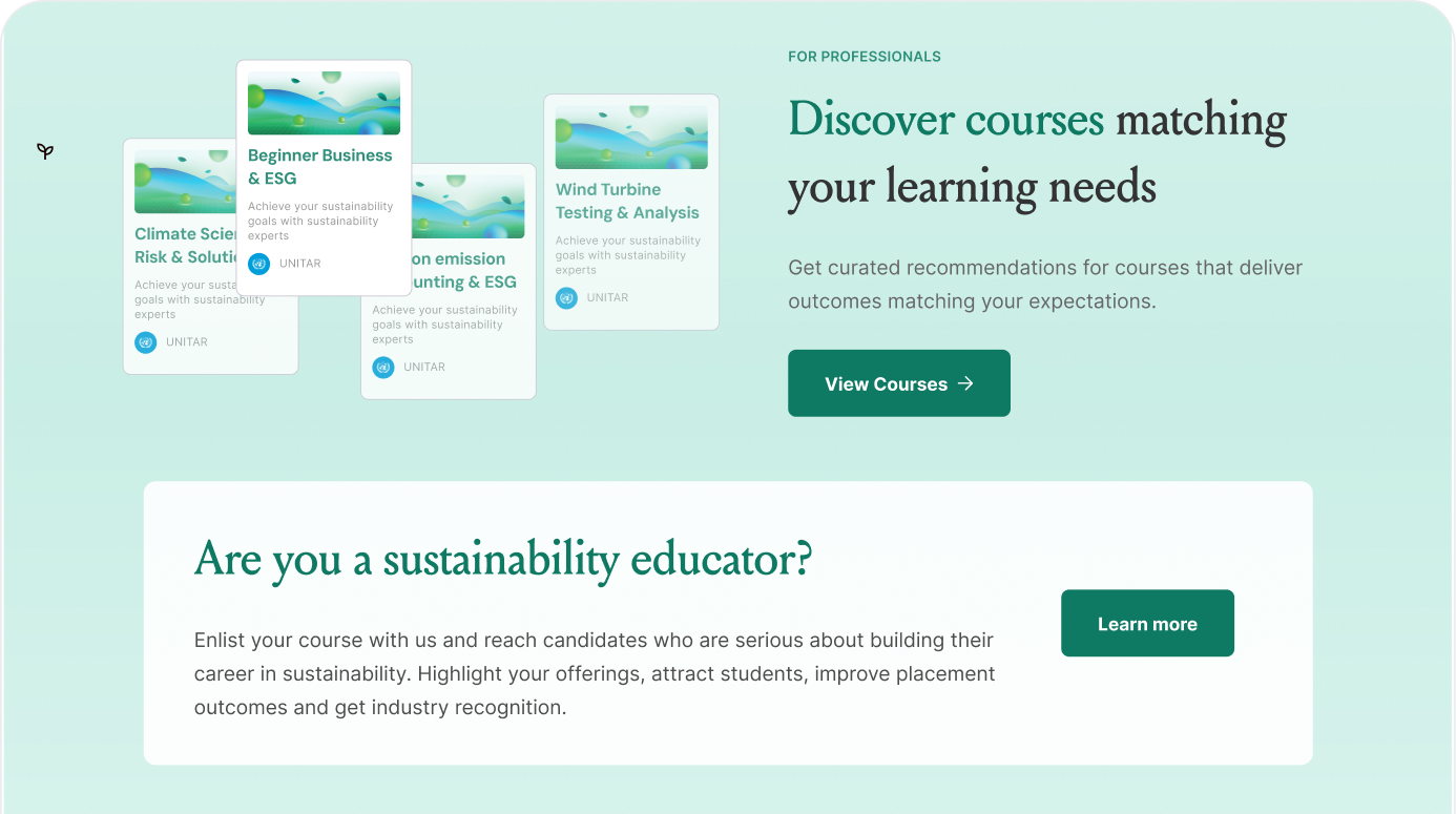 Course discovery for learners and an invitation for sustainability educators
